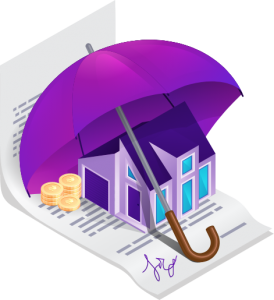 Icon of Home Under Umbrella on Piece of Paper with Home Insurance in Santa Clara, CA