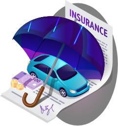 Car under umbrella Illustration for auto insurance in Oakland