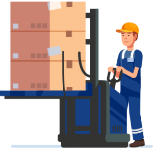 Man Moving Boxes on Forklift with Worker’s Compensation Insurance in Fremont, CA